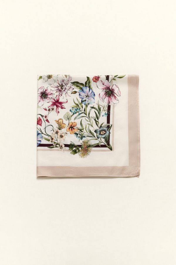 Φουλάρι floral μπεζ