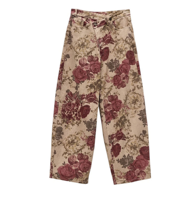 Παντελόνι Floral Beige