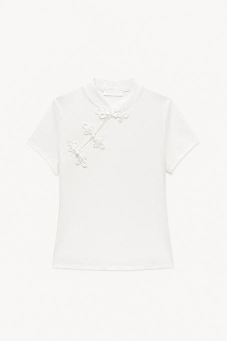 T-shirt λευκό με κουμπιά