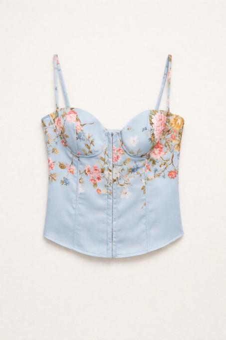 Κορσέ τοπ floral μπλε