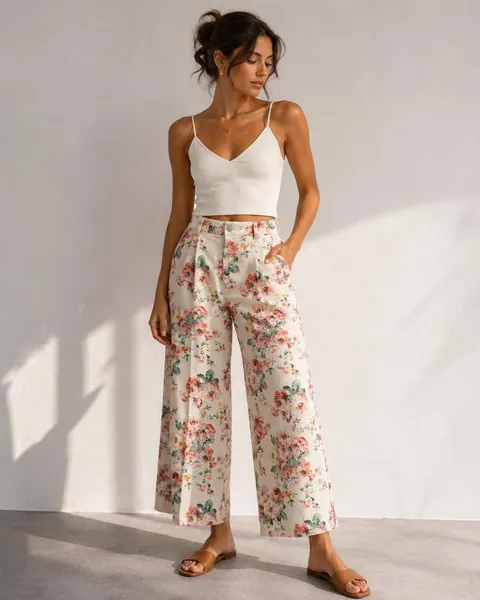 Floral παντελόνι Lumina