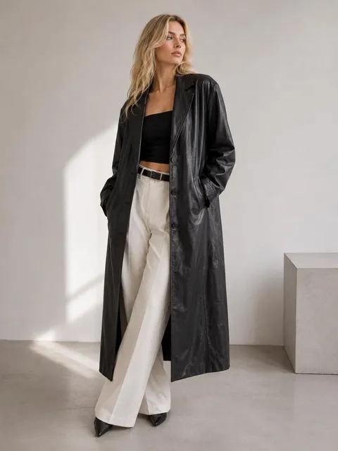 Lumina μακρύ μαύρο παλτό