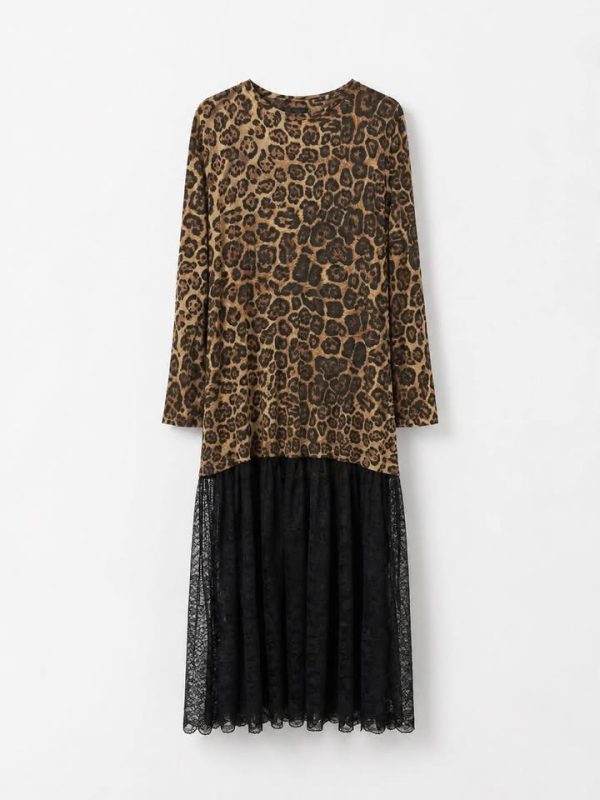 Maxi φόρεμα  leopar με δαντέλα